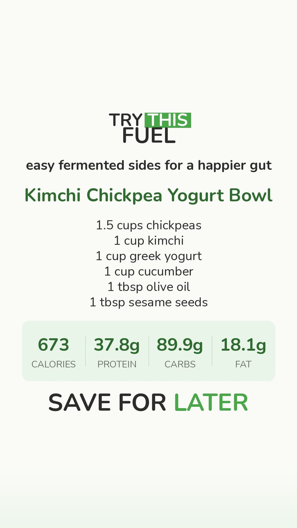 Kimchi Chickpea Yogurt Bowl