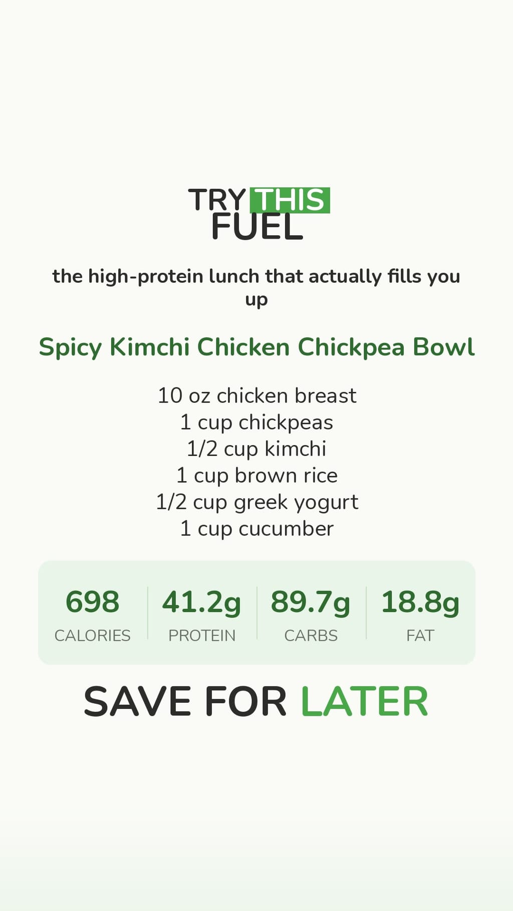 Spicy Kimchi Chicken Chickpea Bowl
