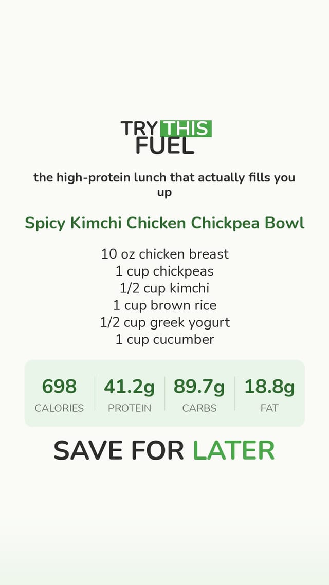 Spicy Kimchi Chicken Chickpea Bowl