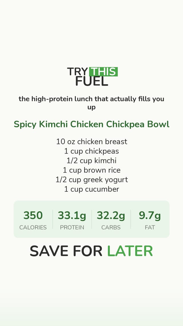 Spicy Kimchi Chicken Chickpea Bowl