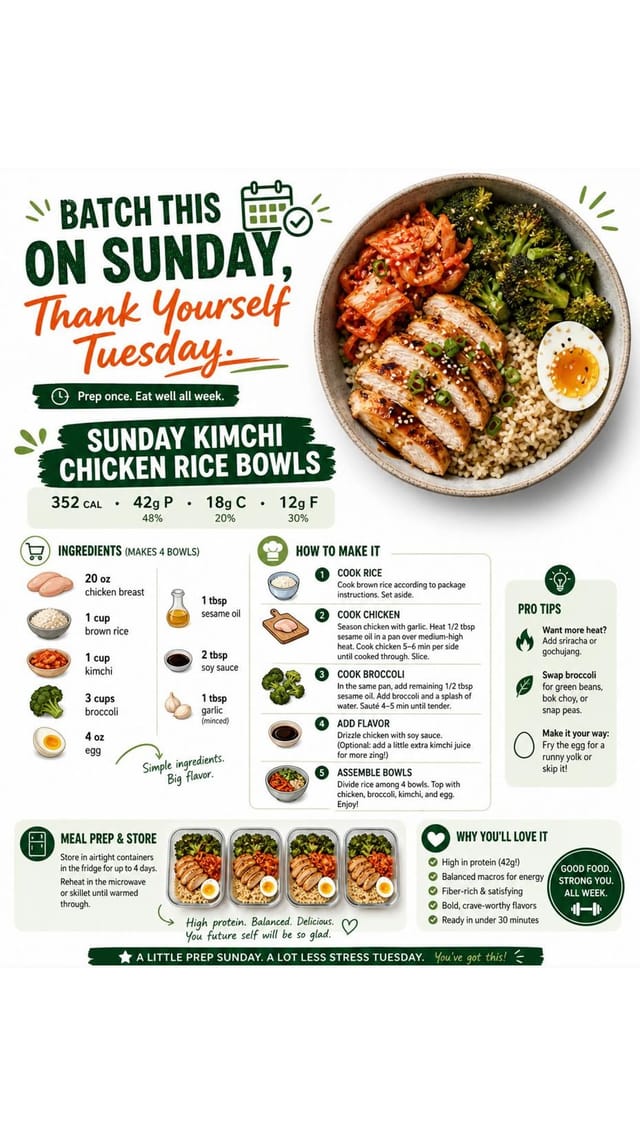Sunday Kimchi Chicken Rice Bowls