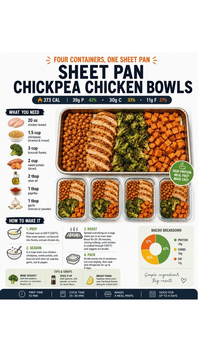 Sheet Pan Chickpea Chicken Bowls